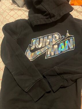 Jordan Black Hoodie with Holographic Jumpman Logo